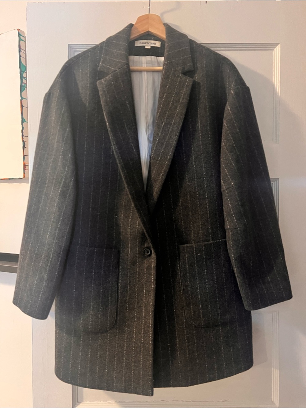 Elizabeth and James Charcoal Pinstripe Blazer
